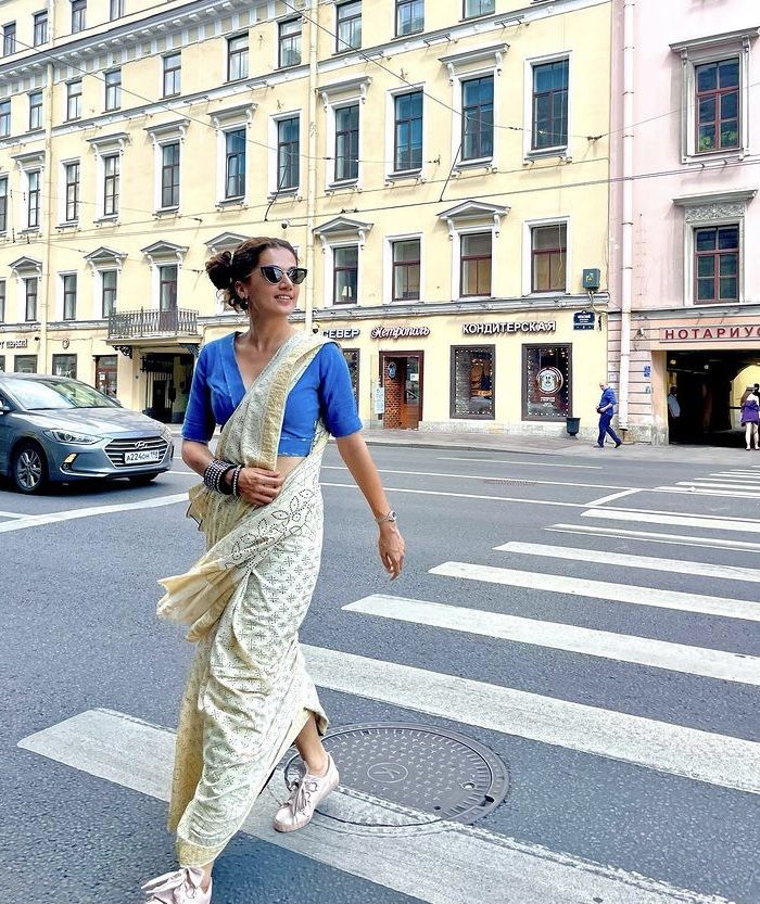 saree with sneaker-fashion styles in Chennai